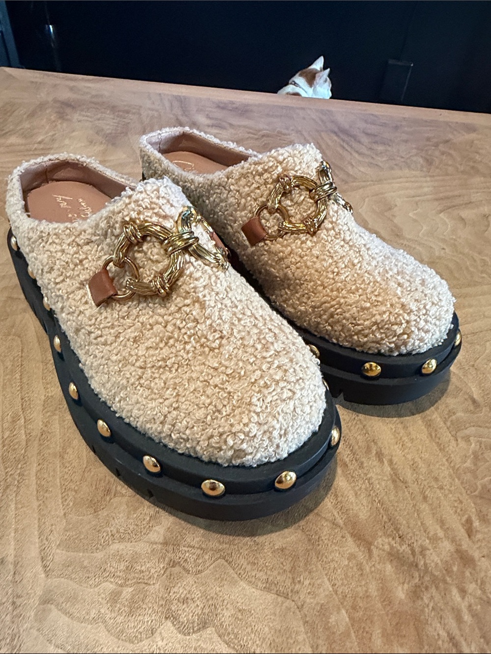 Circus - Sam Edelman Annie Shearling Studded Lug Sole Mules Size 6 - Picture 7 of 7